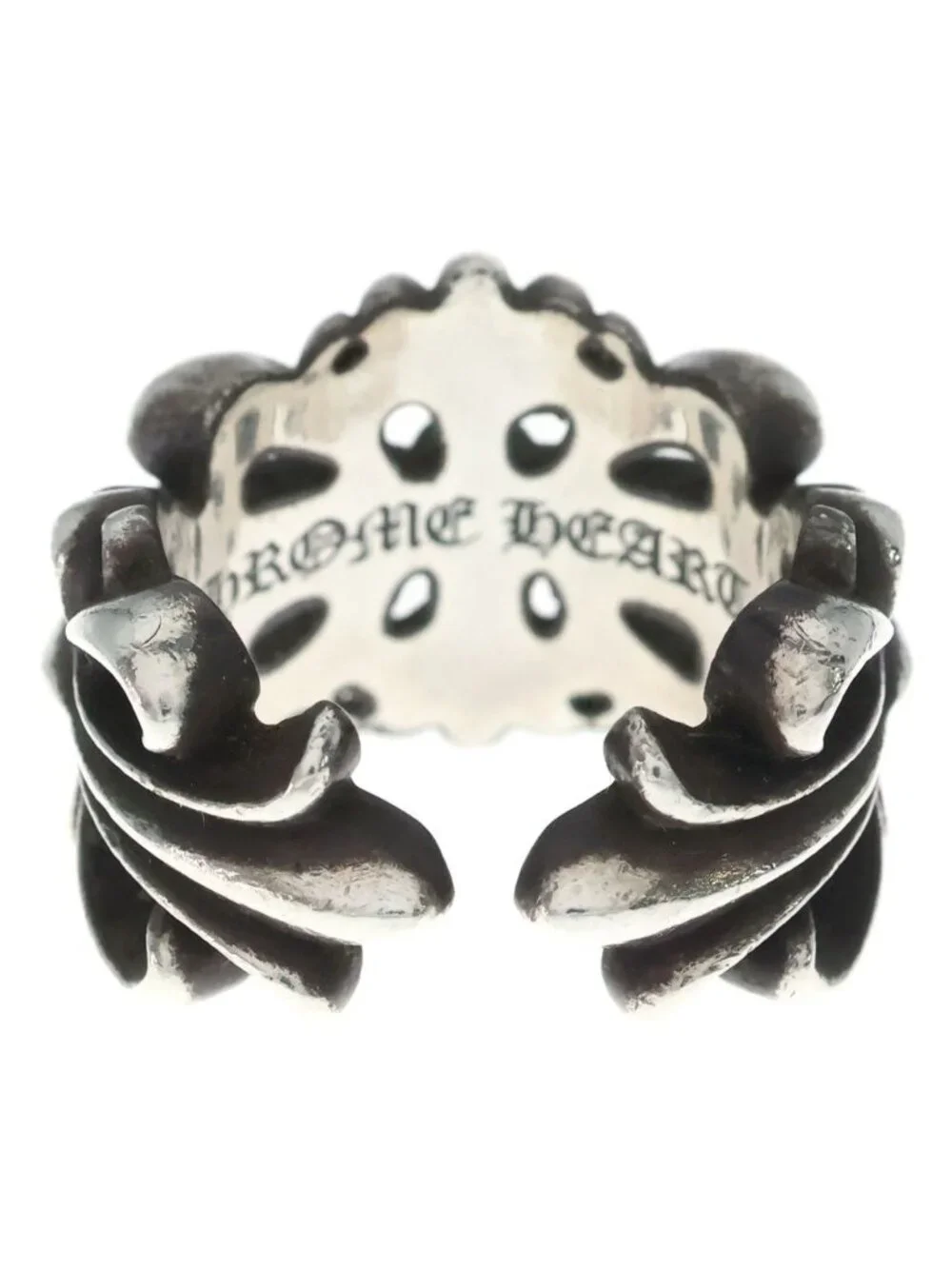 Chrome Hearts Dbl Flrl Crs Double Floral Cross Ring Silver